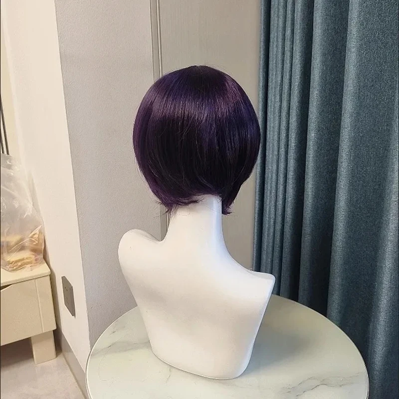 애니메이션 도쿄 구울 토우카 키리시마 코스프레 가발 여성 보라색 짧은 머리 내열성 합성 가발 할로윈 파티 소품