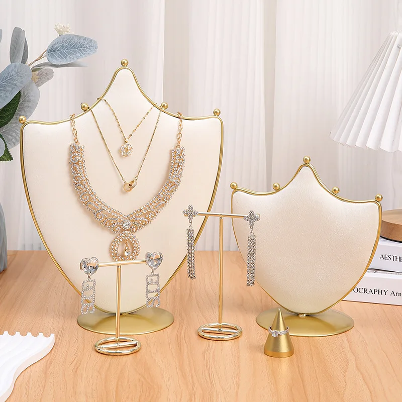 

Роскошная стойка для демонстрации ювелирных изделий в стиле ретро, бархатный органайзер для ювелирных изделий, стойка для колец, ожерелья, сережек, аксессуаров, подставка для хранения, настольный держатель