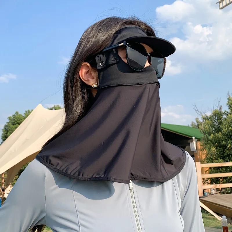 Full face sunscreen mask UV resistant summer face with a kini brim driving neck protection sun shading breathable nylon