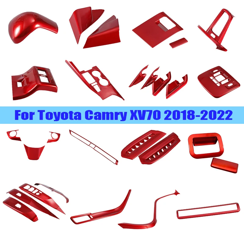 Wnętrze samochodu dla Toyota Camry 2018 2019 2020 2021 2022 ABS czerwony przyciski na kierownicy pokrywa dekoracyjna akcesoria Car Styling