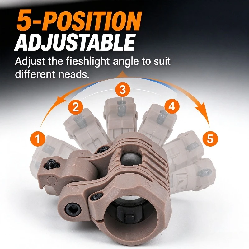 5-Position Adjustable Flashlight Mount Clip, Mini Aluminum Zoom Portable Torch, Outdoor Camping Model Accessories