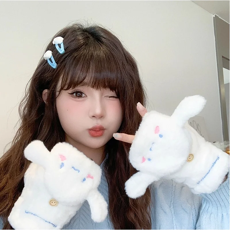 새로운 애니메이션 주변기기 시나모롤 메일리 따뜻한 플립 탑 장갑 가을과 겨울용 귀여운 소녀들 여가 활동 장식용