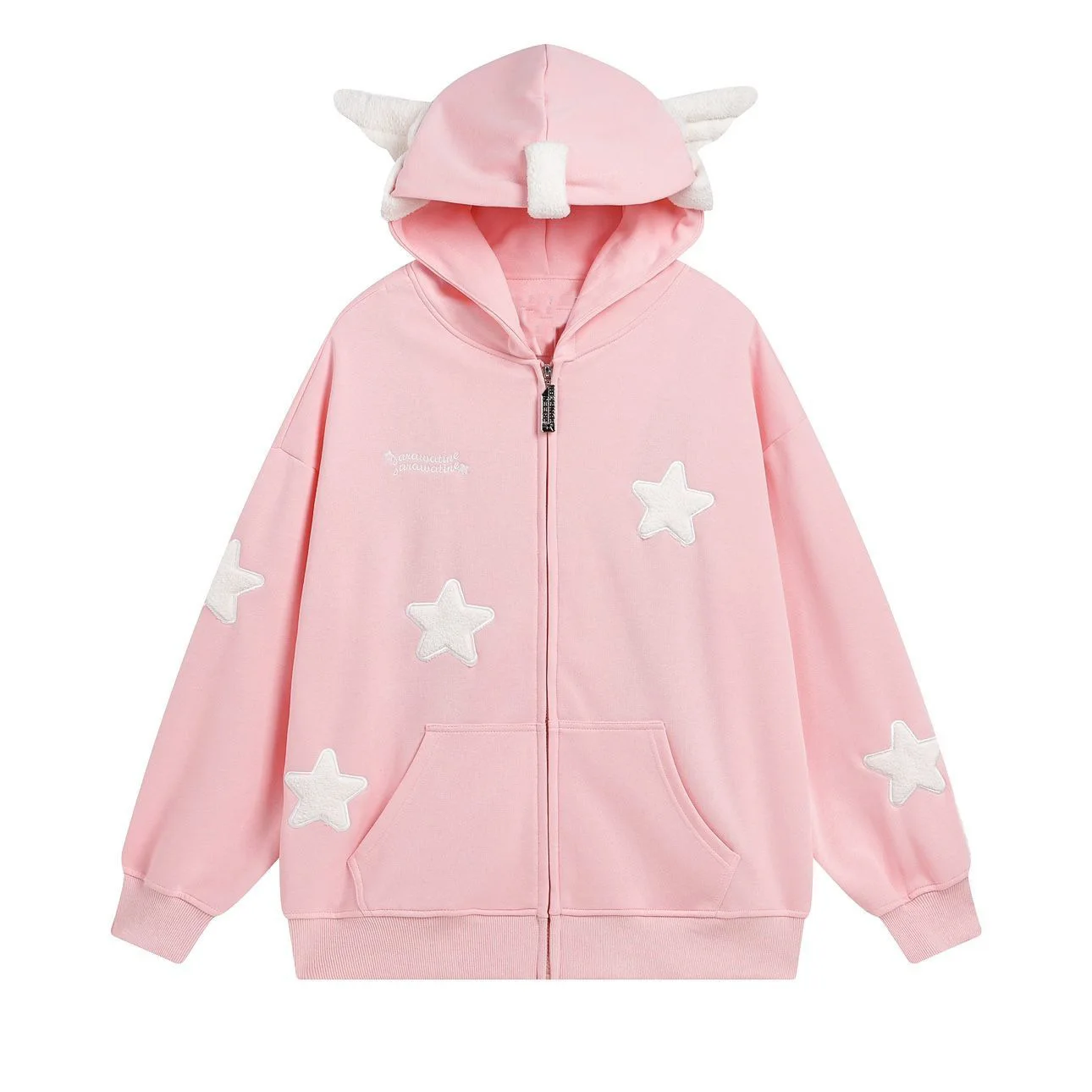 2025, lente en herfst nieuwe schattige cartoon loszittende hoodie met lange mouwen en rits trui Y2k jas vrouwelijke zoete top