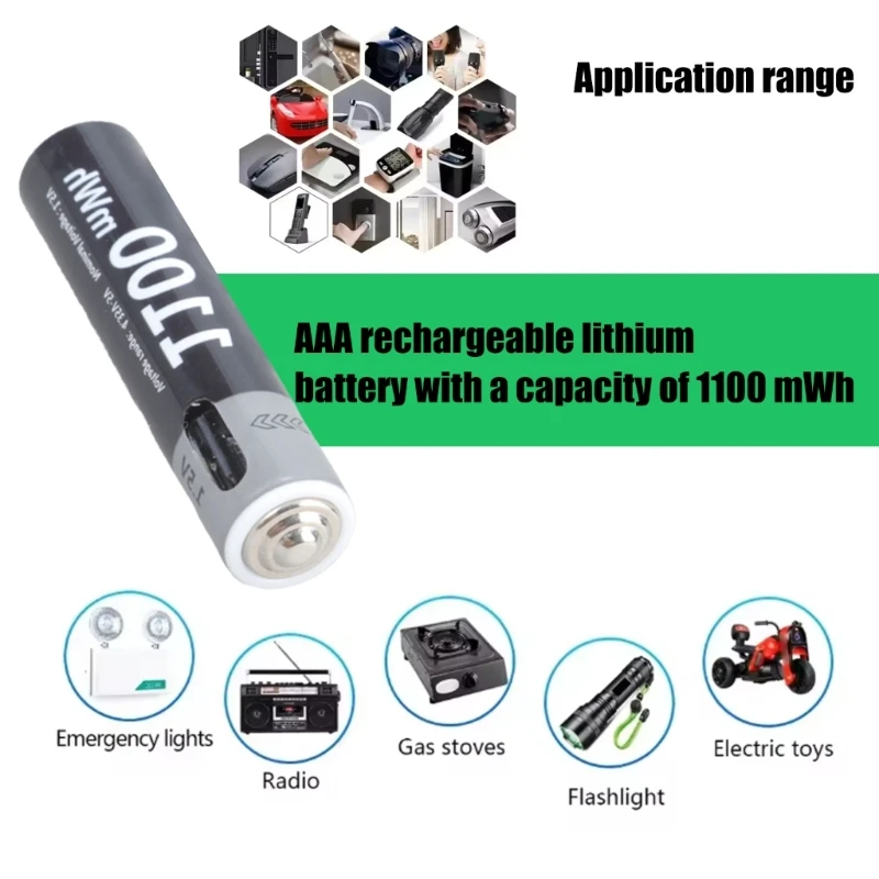 2 قطعة USB C 1100mWh LR3 بطارية قابلة للشحن بطاريات LR3 1.5 فولت لجهاز التحكم عن بعد #1