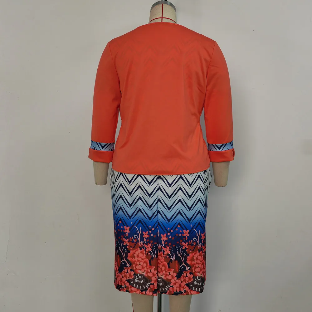 Conjunto de dos piezas para mujer, abrigo de Color liso de alta calidad y vestido estampado, talla grande, estilo africano, gran oferta, invierno,