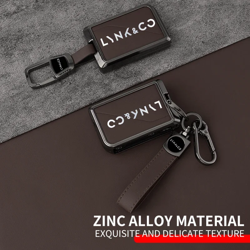 Alloy+Leather Car Key Case Fob Cover Key Bag Shell for LynkCo Lynk&Co 05 06 5 6 Lynk Co 05 06 01 1 Auto Accessories