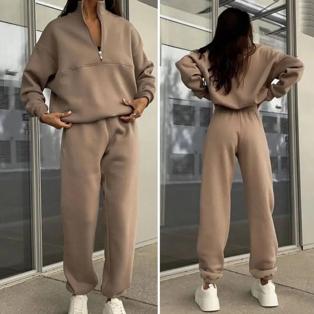 Casual Long Sleeve Sweatshirts and Trousers Fleece Two Piece Sets Lady Suit 2023 Women\'s Tracksuit Autumn Warm Hoodie