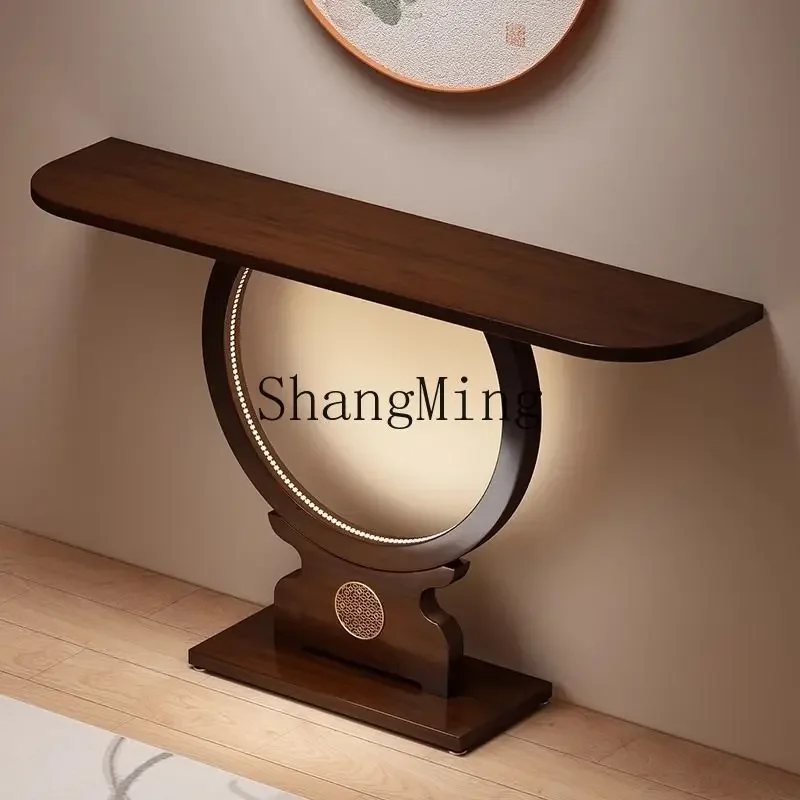 FG New Chinese Style Solid Wood Entryway Table, Entryway Console, Entryway Storage Rack, Light Luxury Ultra-Narrow Side Table