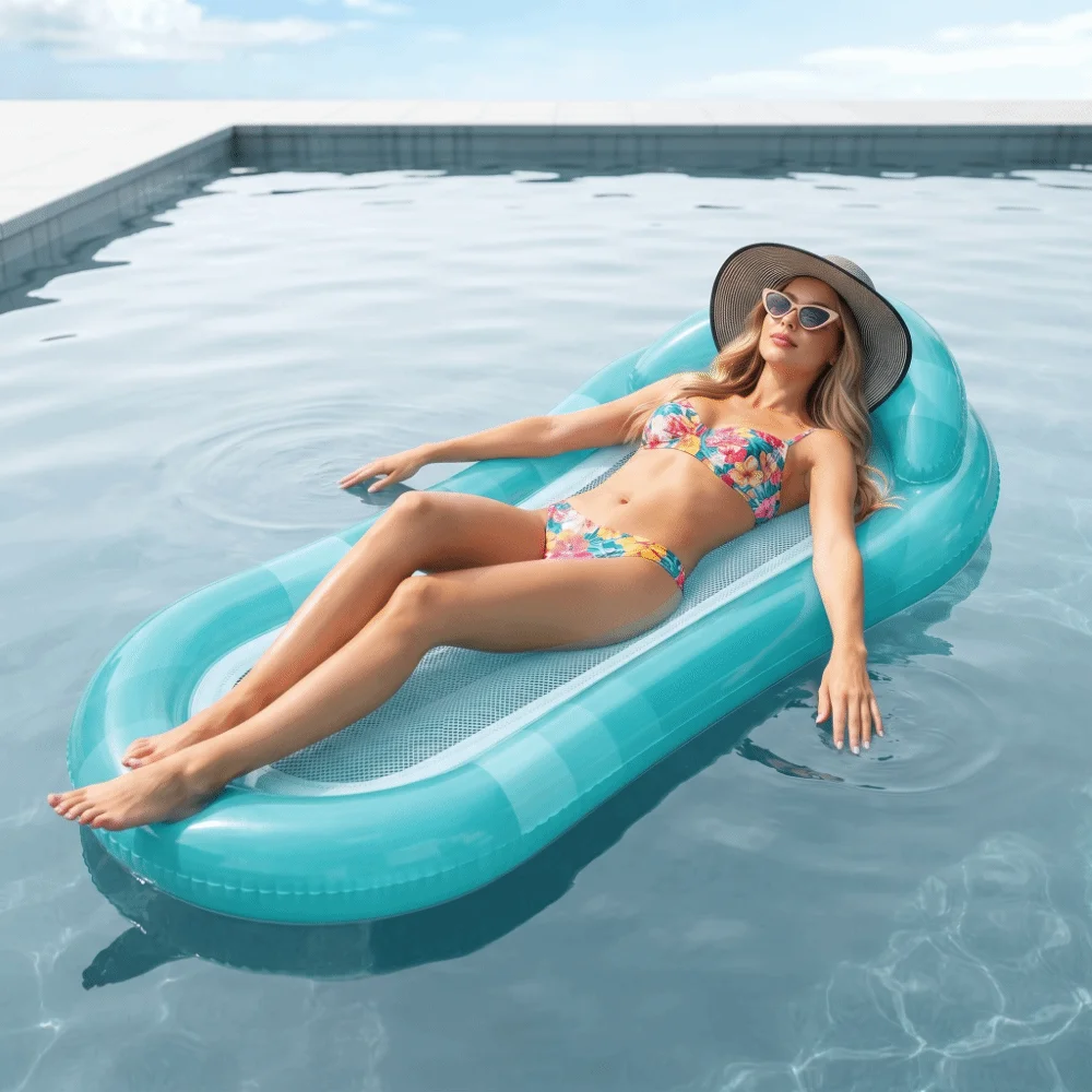 Comfortable Sequined Inflatable Float Leopard Print Mesh Pool Floats Floating Inflatable Inflatable Water Lounger Pool Party