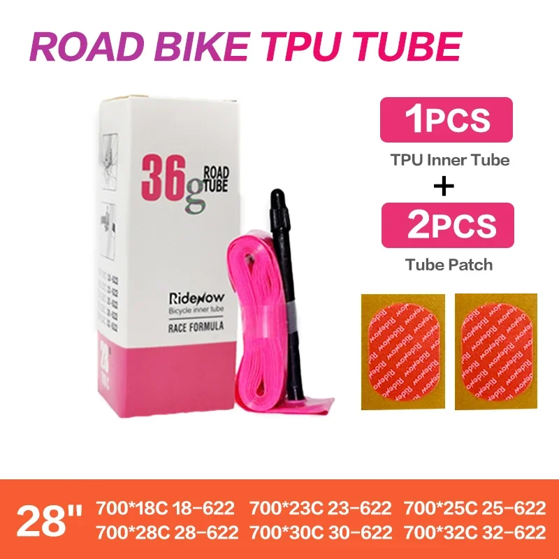 RideNow Bicicleta Ultraleve Tubo Interno Com Kit De Remendo 700X32c Estrada Bicicleta TPU Pneu 45/65/85mm Comprimento Francês Válvula Tubo Super Leve