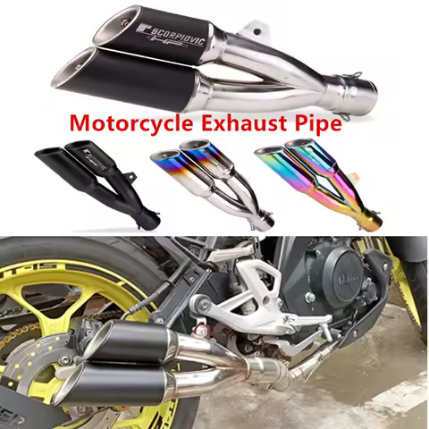 51mm Motorcycle Modificatio Exhaust Pipe Escape Modified Motorbike Double Holes CBR Z400Big Devil502C Ninja250 mt07 S1000RR Etc