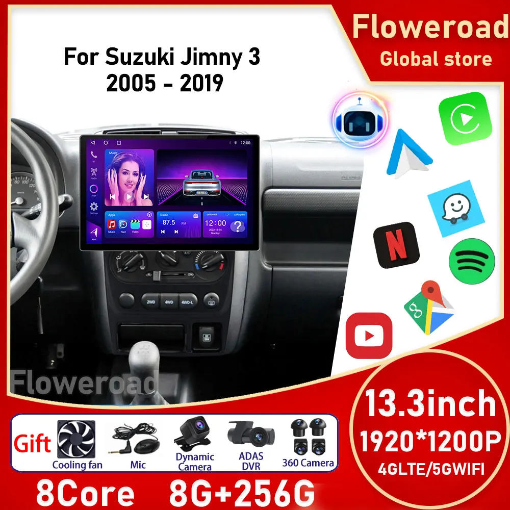 

QLED Screen 13inch For Suzuki Jimny 2007 - 2012 Car Radio Multimedia Video Player Navigation GPS Stereo Carplay 4G DSP 2 DIN DVD