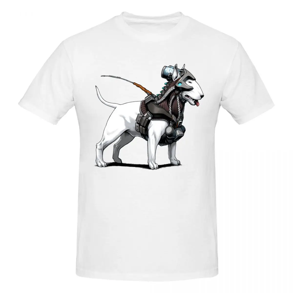 Men Cyborg Bull Terrier Steampunk Awesome T Shirt Streetwear Cotton Crewneck T Shirts