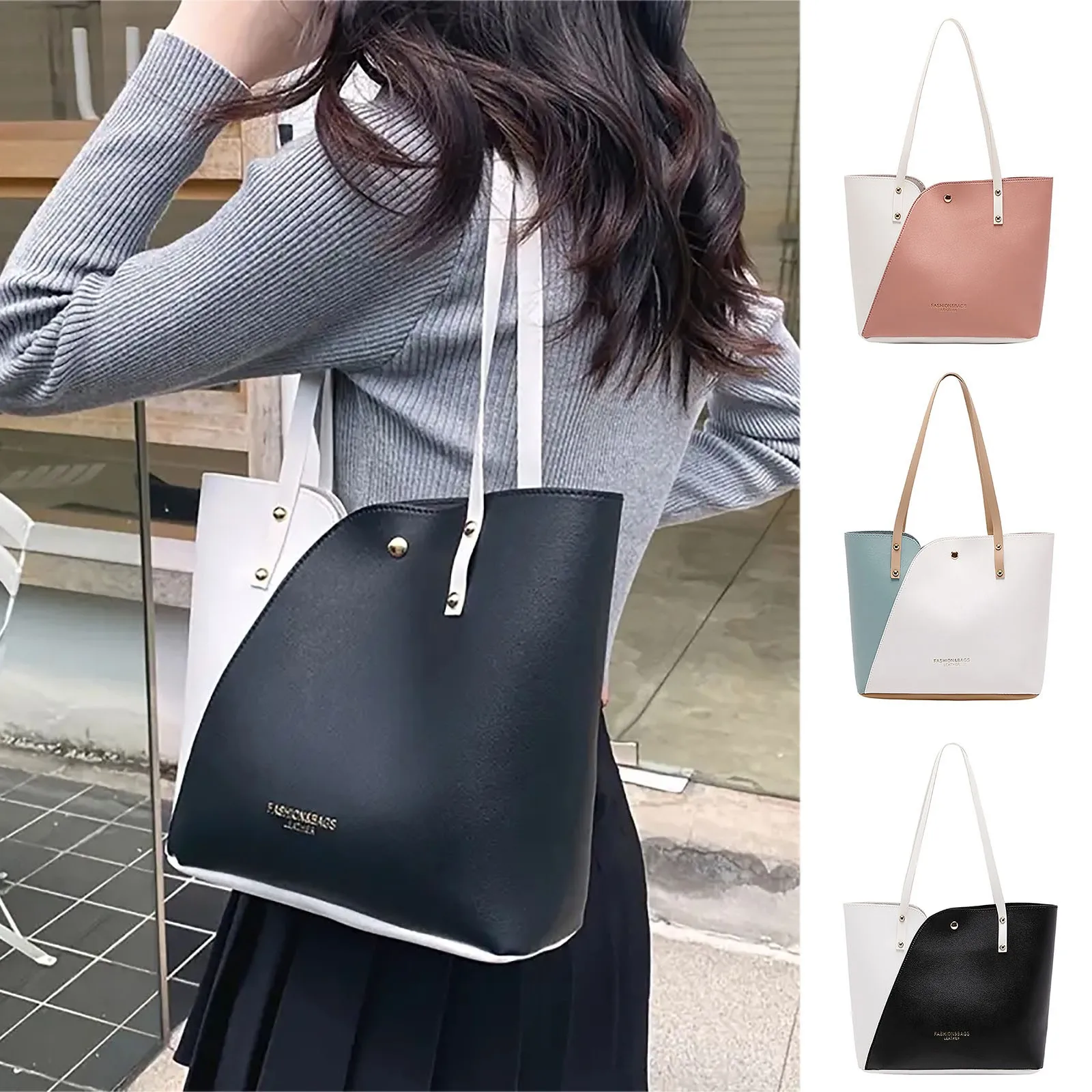 PU Soft Leather Luxury Woman Shoulder Bag Designer Handbag Personalized Vintage Large Capacity Shopping Bag Ladies Fashion Tote