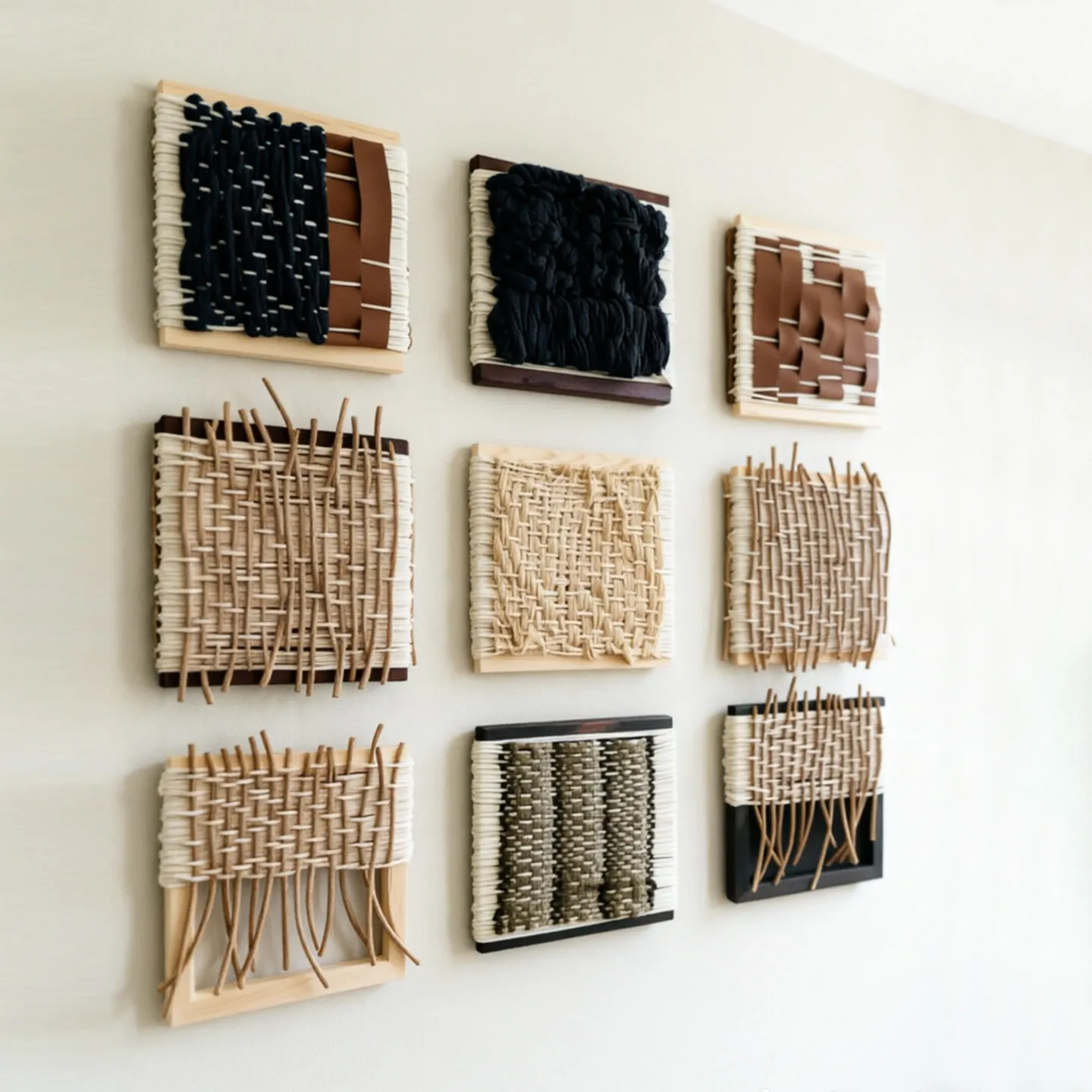 Solid Wood Board Living Room Painting High Sense Handmade Hemp Rope Leather Crafts Painting Wall Decoration Home Decoration