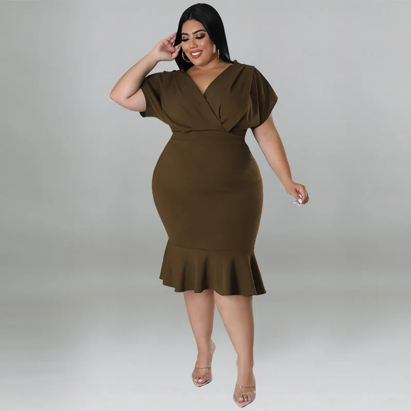 Vestido de encaje sexy de talla ande para mujer, falda corta, moda otoño invierno, prenda informal e, ropa de talla ...