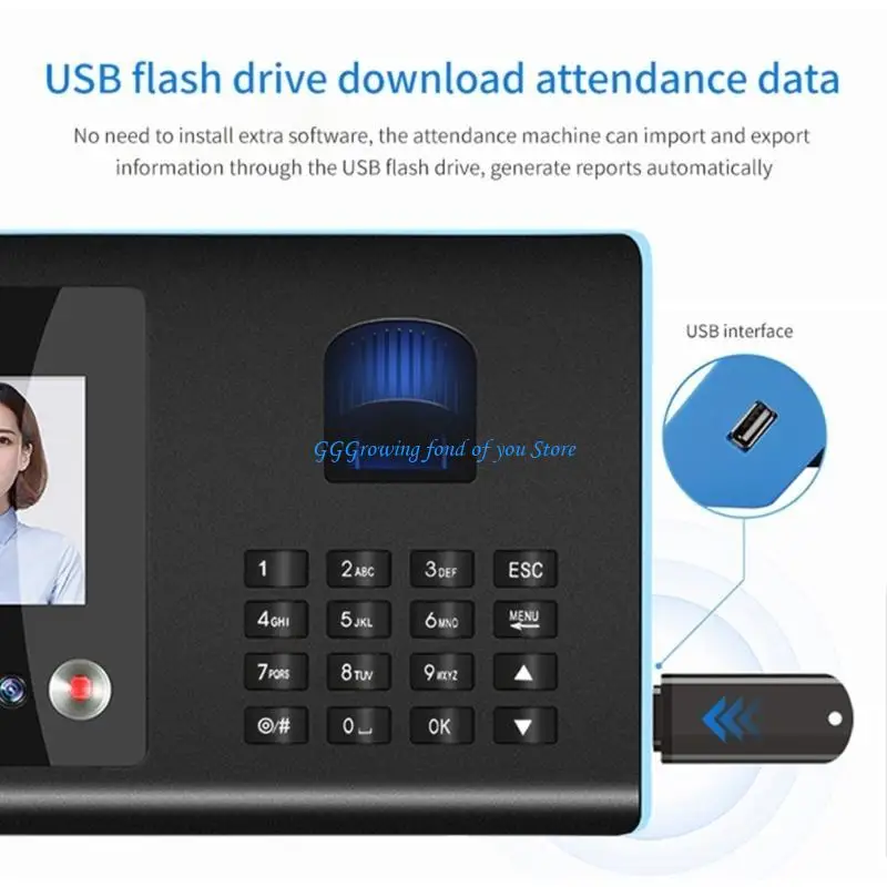 H9EB Fingerprint Check-in Device Attendance Machine Time Clock Recorder UK Plug - Image 5
