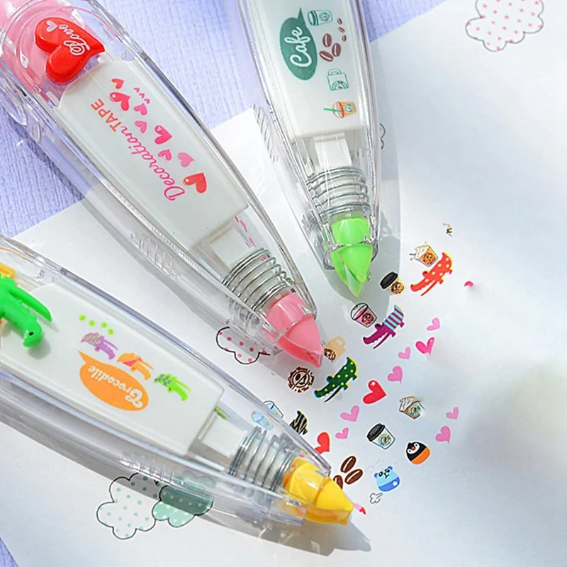 6PCS hewan lucu dekoratif pena lucu hewan renda pita koreksi dekoratif pena pita