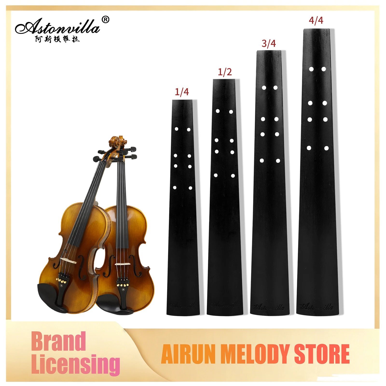 Astonvilla Violin Fingerboard 1/4 1/2 3/4 4/4 Professional String Instrument Violin Replacement Part for Violin Accessories