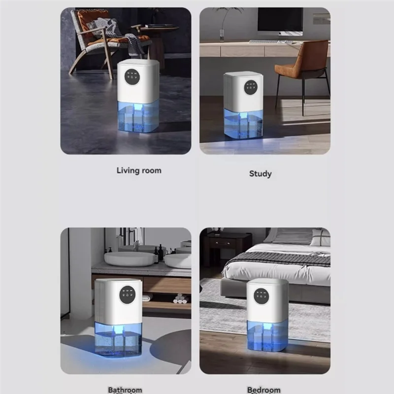 ABGR-Smart Осушитель для дома Портативный 1,7 л большой емкости Подходит для ванной комнаты в подвале с таймером и цветной подсветкой