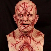 Halloween Horror Headgear Scary Bloody Murderer Mask Latex Material Evil Role-Playing Props Tricky Prank Toy Masquerade Props