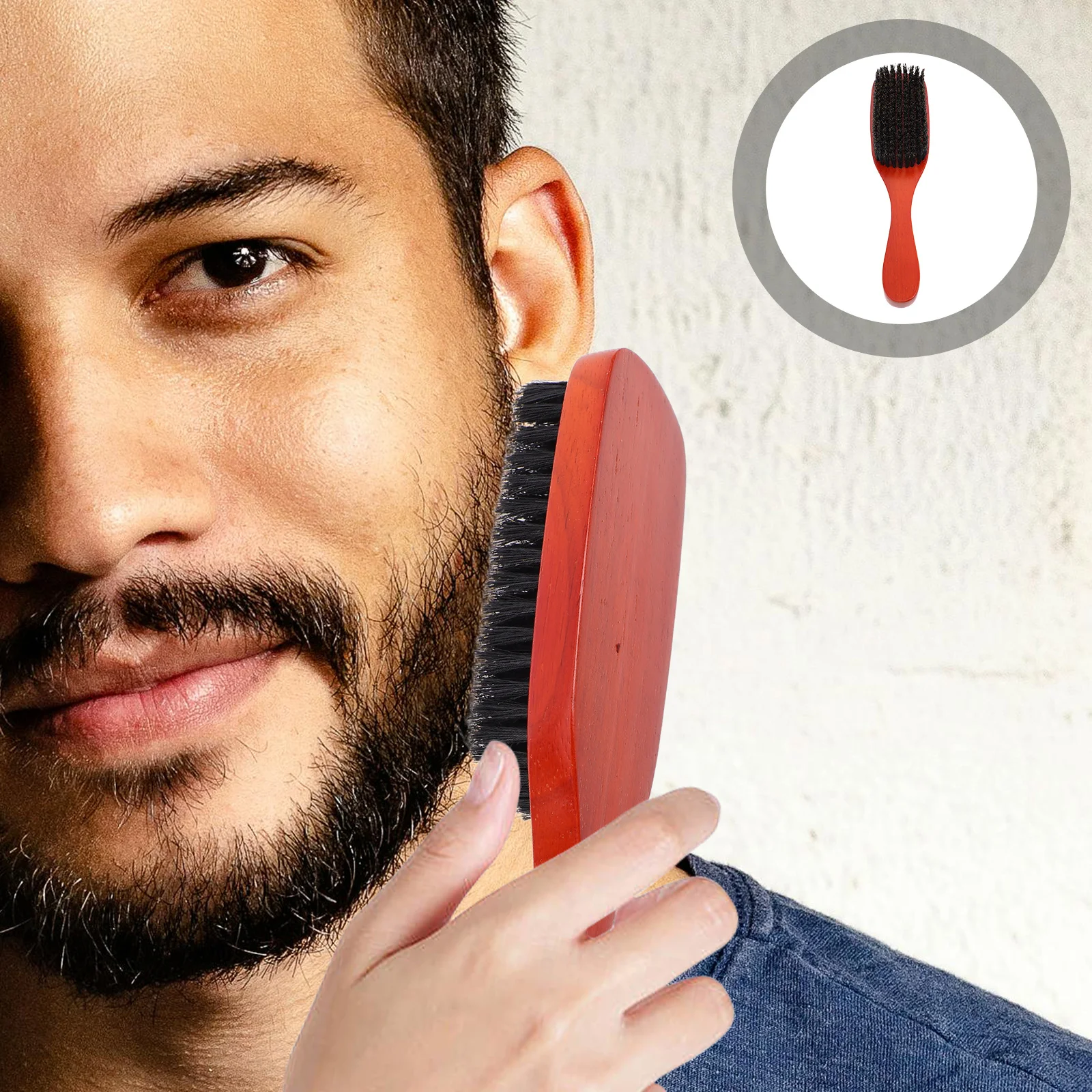 

2Pcs Boar Hair Beard Brush Soft Bristle Wooden Handle Men Grooming Tool Styling Beard Hair Curling Detangler Travel Kit