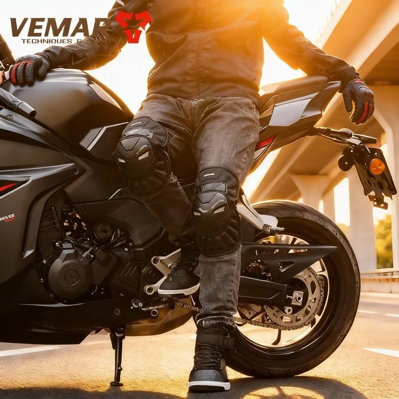 VEMAR Universal Riding Knee Pads - For Motorcycle, Dirt Bike & MTB, Men & Women Moto Riding Knee Protector