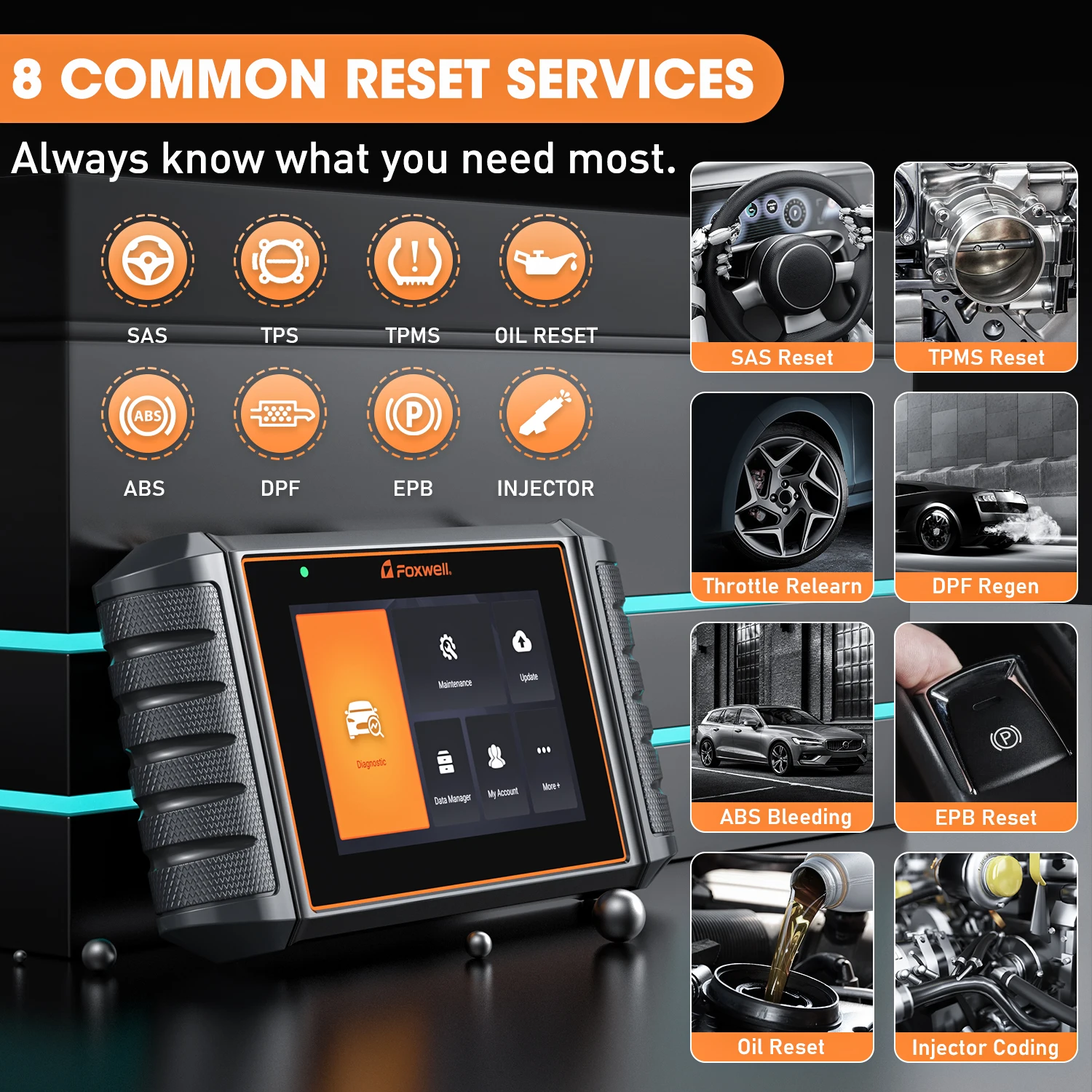 Picture 5: Foxwell NT726 OBD2 Scanner All System Diagnostic Scan Tool with ABS Oil Reset EPB DPF Injector SAS TPMS Code Reader Free Update