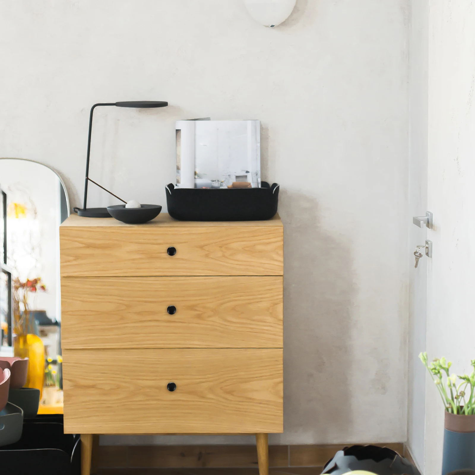 

12pcs Black Hardware Small Handles Drawer Dresser Knob Aluminum Modern Pulls Round Cabinet Knobs Shoe Wardrobe Bookshelf Family