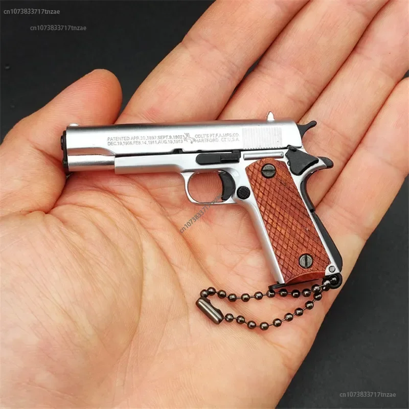 Metal chaveiro modelo brinquedo arma, coleção de pistola de liga miniatura punho de madeira maciça presente pingente, Desert Eagle, 1911, 1:3, novo, 2024