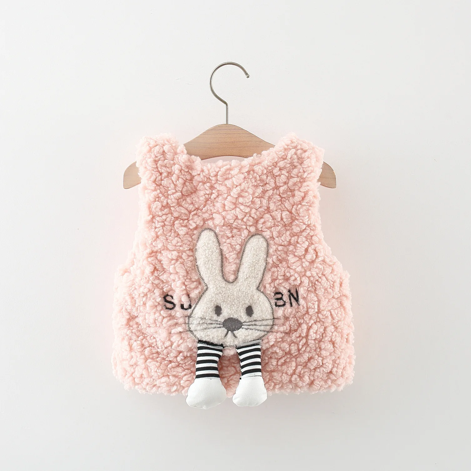 (9 Months -3 Years Old) New Cartoon Rabbit Baby Girl Vest For Autumn And Winter, Warm And Cute Children\'S Clothes