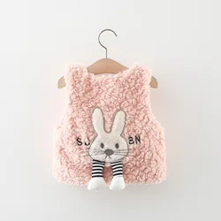 (9 Months -3 Years Old) New Cartoon Rabbit Baby Girl Vest For Autumn And Winter, Warm And Cute Children'S Clothes