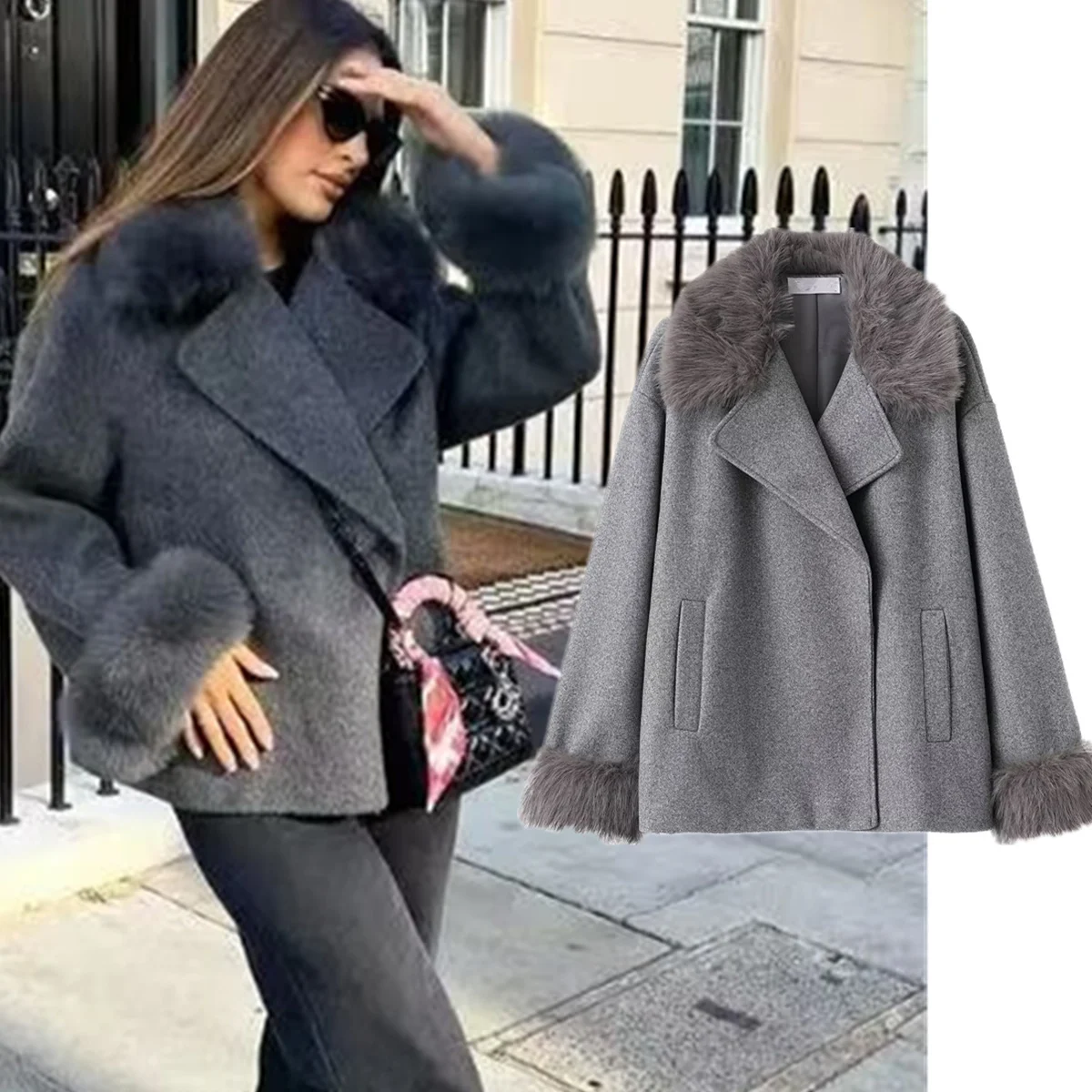 

Jenny & Dave Fashion Blogger винтажное минималистское шерстяное пальто из искусственного меха куртка женская куртка зимняя женская одежда топы