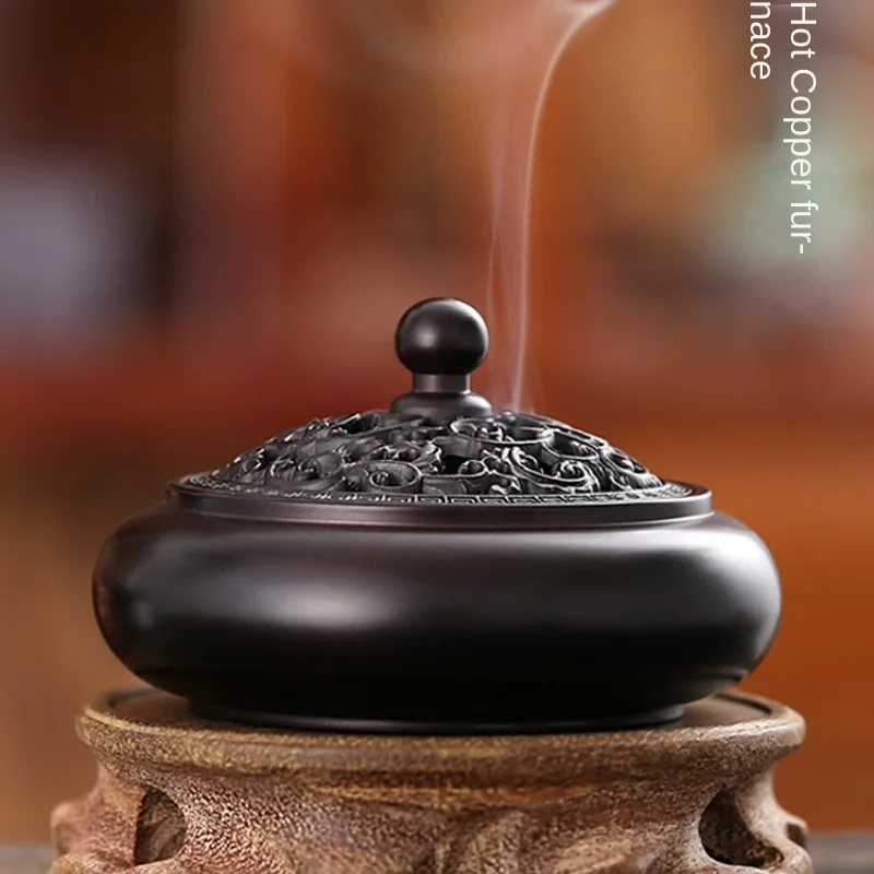 

Pure Copper Incense Burner Indoor Sandalwood Agarwood Tea Room Desk Set Tea Ceremony Copper Stove Incense Burner