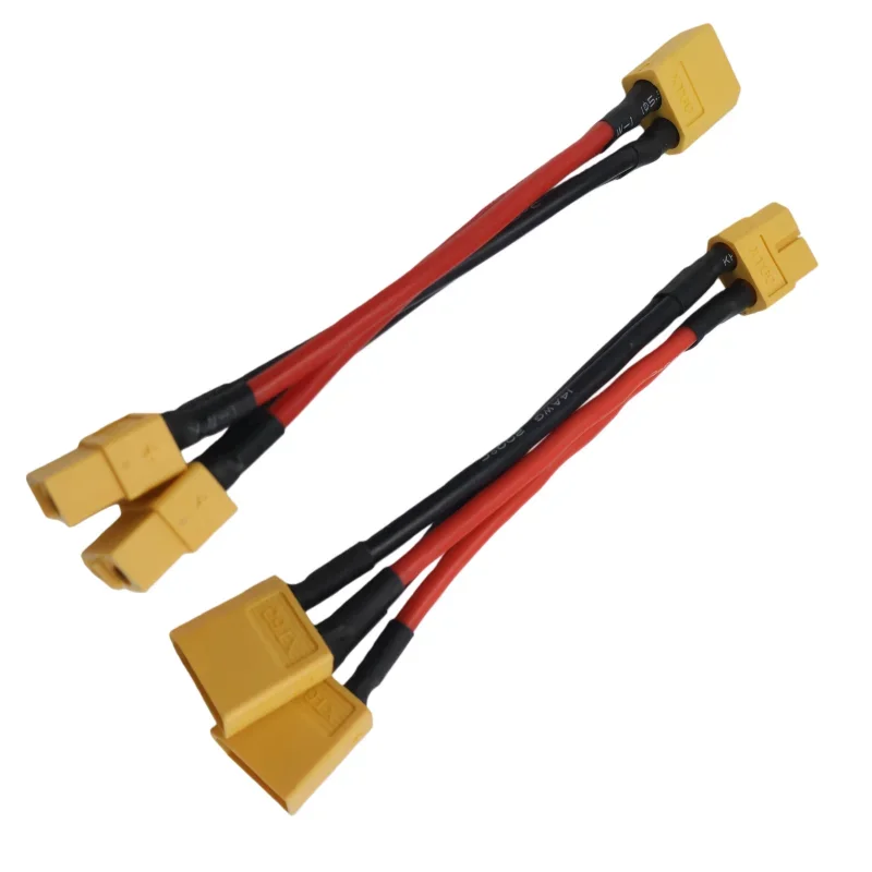 

XT60 Male and Female Parallel Battery Connector, 3-Way, 14AWG Silicone Wire, Dual Extension Cable, Y Splitter for Battery Motor