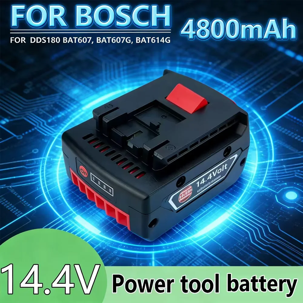 

Rechargeable Battery 14.4V 4.8Ah Suitable for Bosch Power tool for GBH GDR GSR DDS180 BAT614G (KC) Replacement Li-ion Battery