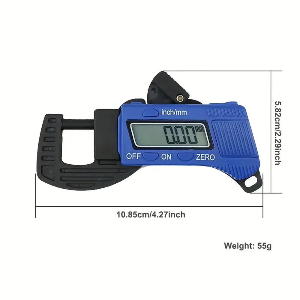 0-12.7mm Digital Thickness Gauge, Digital Display Measuring Tool Inch/Millimeter Conversion Portable Quick Mini Caliper