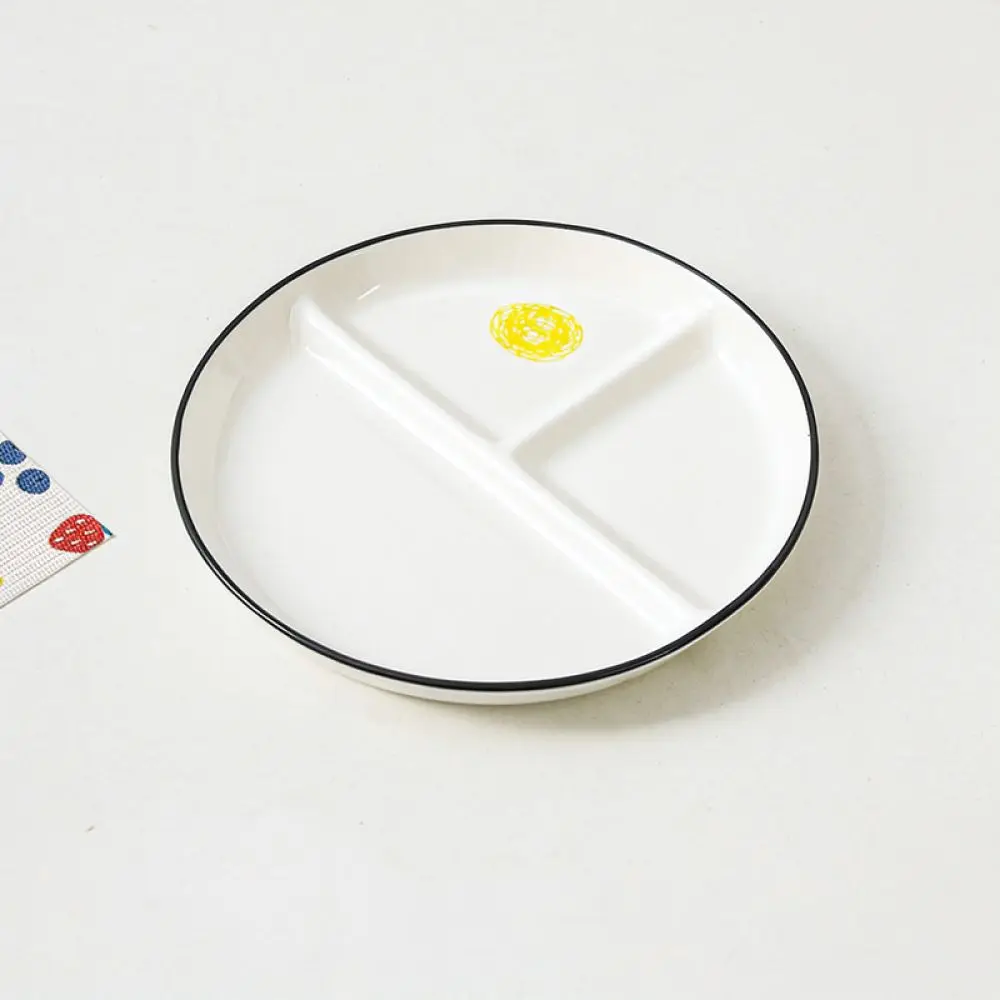 Porcelain Divided Plate For Diet Portion Control Three Section Serving Tray Kitchen Tableware Healthy Food Management Dish