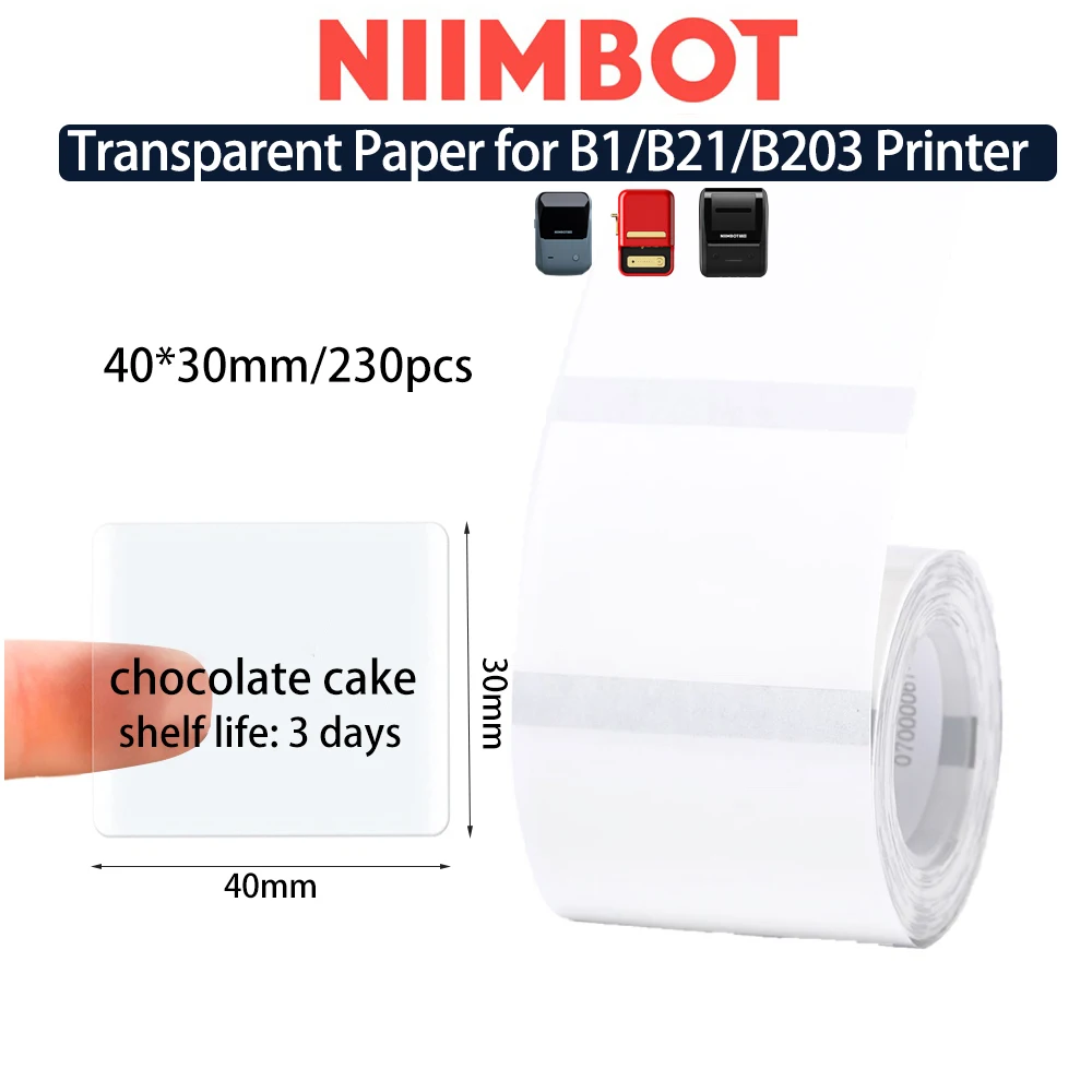 Niimbot Labels For B1/B21/B3S Mini Printer Transparent Thermal Label Paper Self-adhesive Sticker Labeling Machine Etiquetas