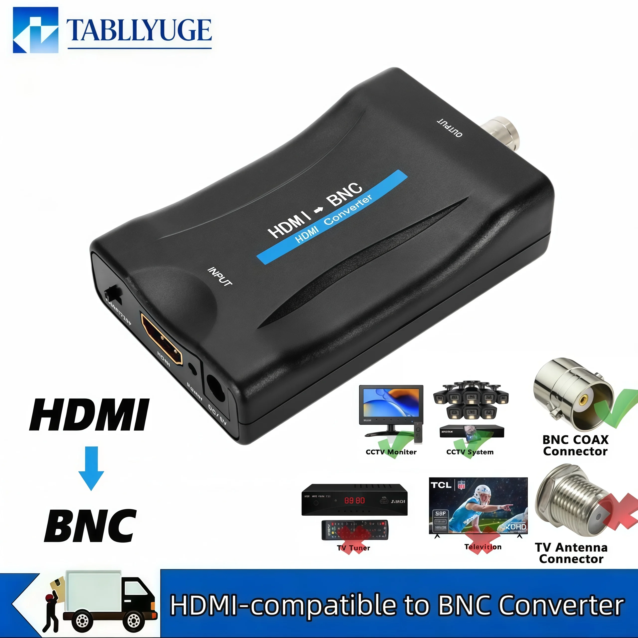 HDMI to BNC Converter Video Adapter - Convert HDMI to Coaxial Analog CVBS Signal Suitable for HDTV Sky Box STB and DVD Playback