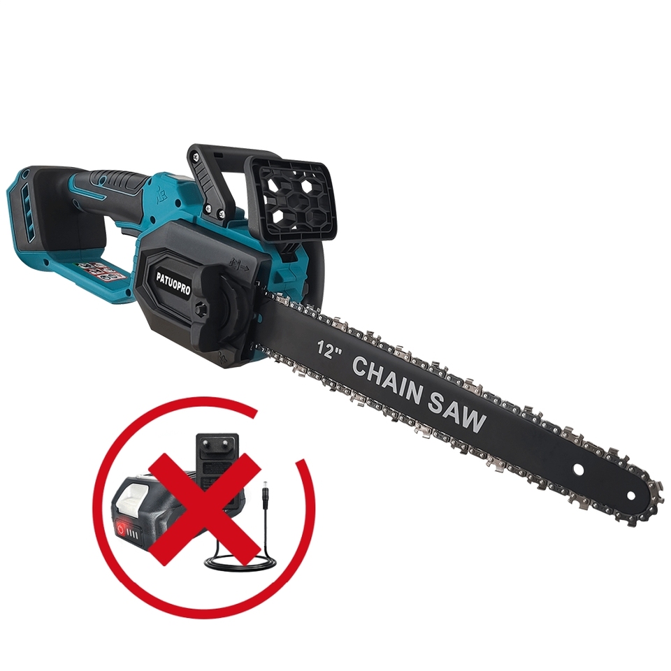  Brushless Cordless 12 Inch Electric Chain Saw Rechargeable Wood Logging Cutting Power Tools For Makita 18V Battery(No Battery) 