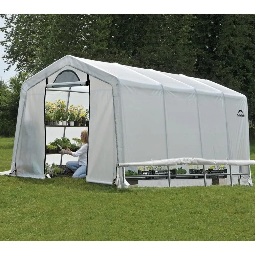 

Greenhouse-in-a-Box Flow Peak Roof Style Easy Access Outdoor Grow House with Translucent Waterproof Cover, 10' x 20'