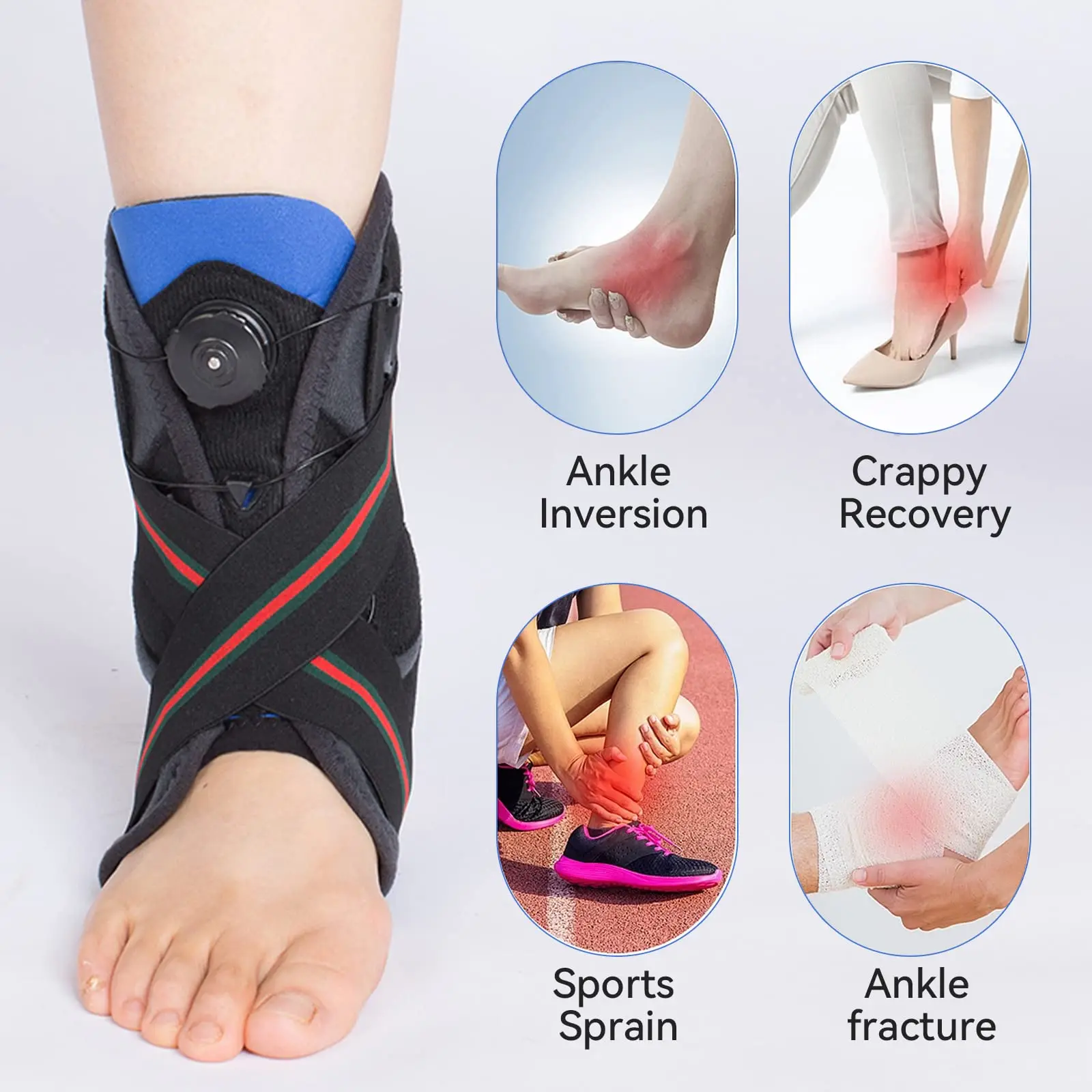 Ankle Brace Guard, Wearable In Shoes Lace Up Ankle Support, Adjustable Ankle Stabilizer for Foot Fracture Pain Ankle Joint Brace