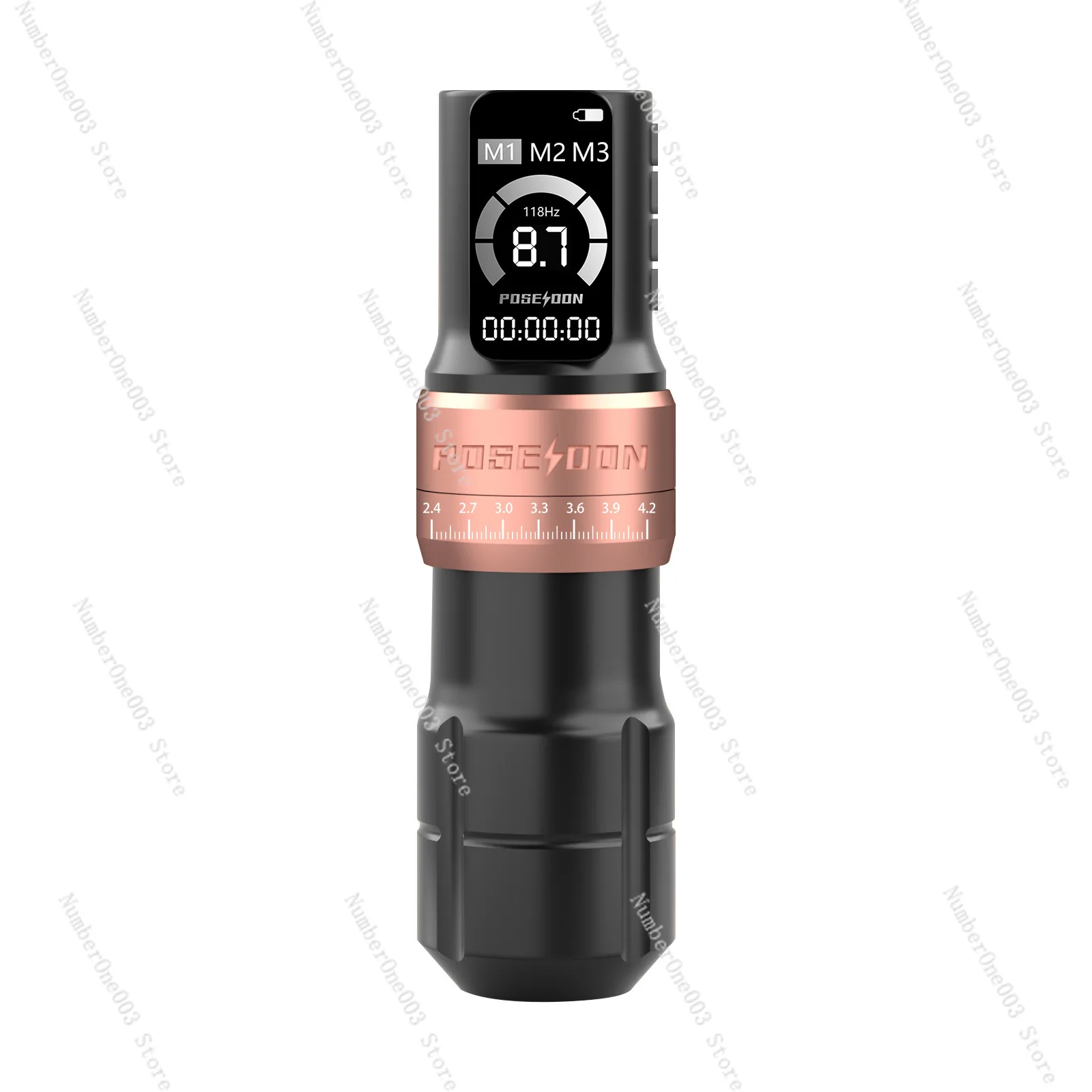 Poseidon Adjustable Stroke Wireless Tattoo Pen, Motor Tattoo Machine Dual Battery Integrated