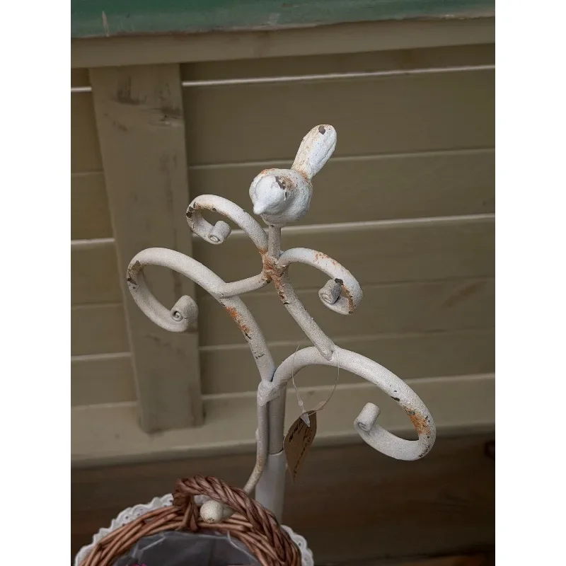 wrought iron bird bracket hanger floor decorative prop hanging basket flower insert telescopic rod hook ornament