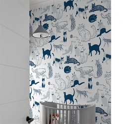 Custom papel de parede 3D Nordic cat wallpaper for children's room boy girl bedroom background art wall paper for wall stickers