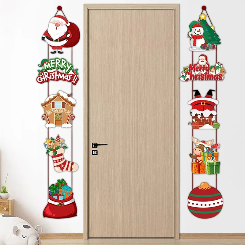 سانتا كلوز ثلج زينة عيد الميلاد عيد ميلاد سعيد معلقة الباب راية للمنزل هدايا عيد الميلاد نافيداد السنة الجديدة نويل 2025