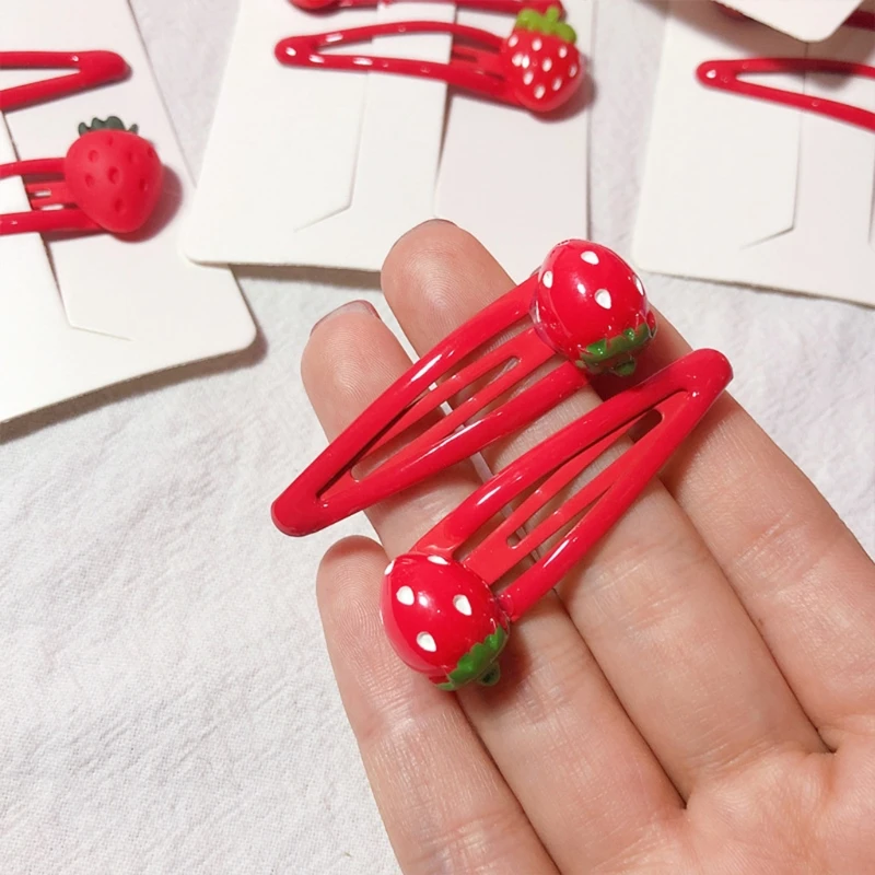 L93F  Hair Clips 3D Strawberry Hairpins Lovely Barrettes Fruit Resin Side Clip