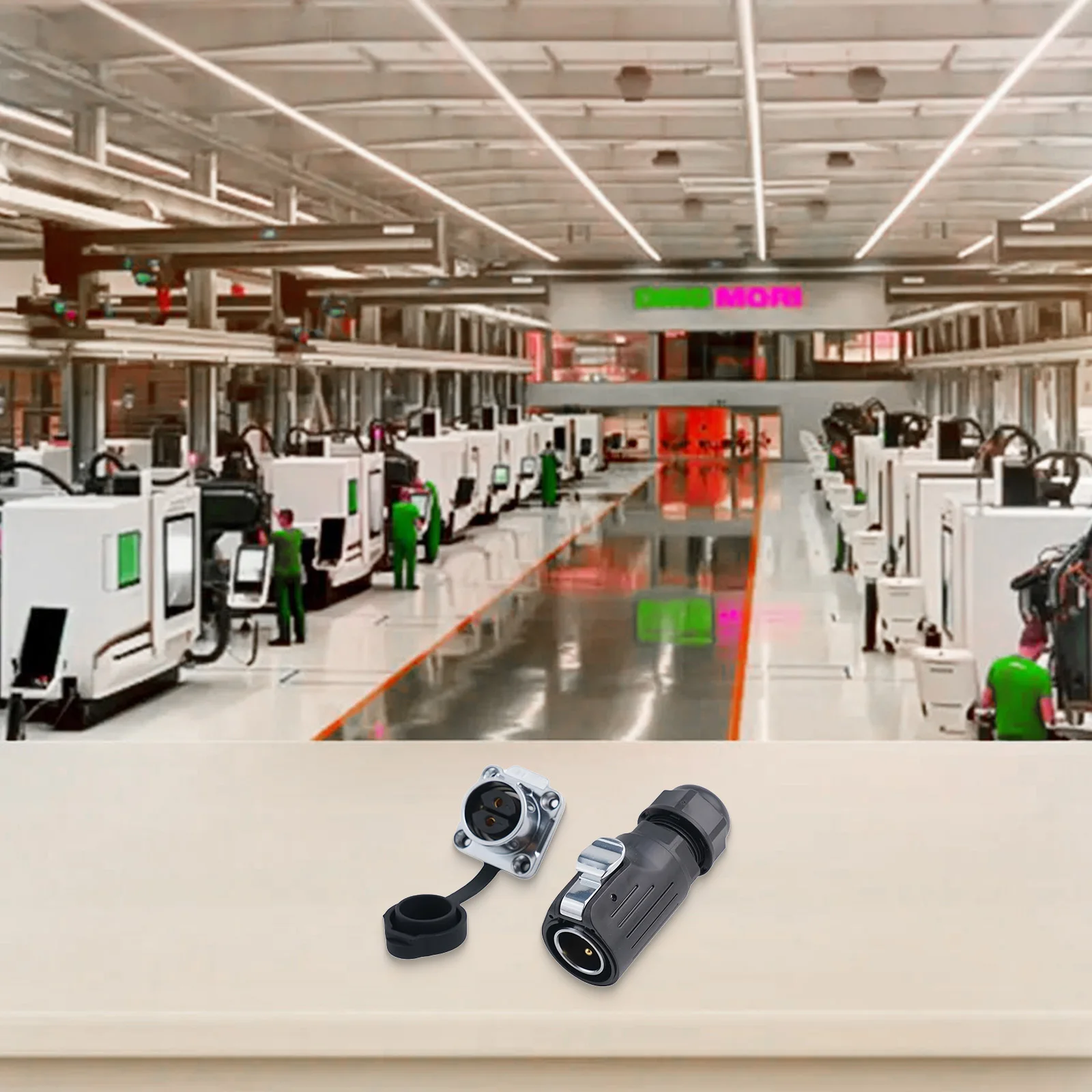 

35.7x38mm Industrial Waterproof Connector Flange Socket PBT Plastic Copper Alloy Silicone Ring Seal For Servers