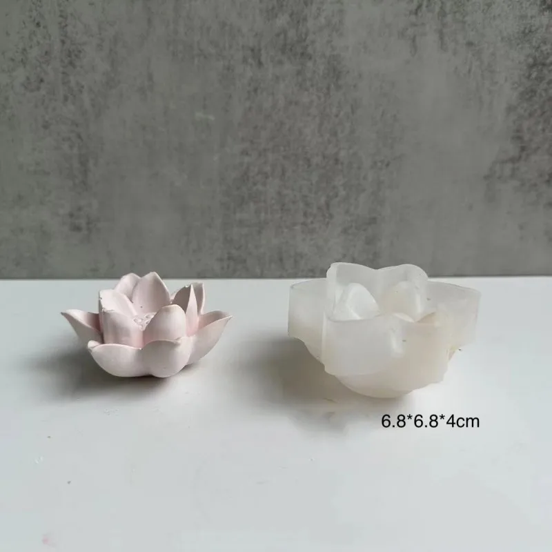 3D Lotus Silicone Mold Flower Chocolate Cake Mold DIY Candle Soap Plaster Resin Mold Candle Making Supplies